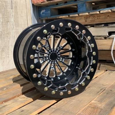 RZR Pro R Billet Wheels (Black Center with Black Caps and Black Ring)
